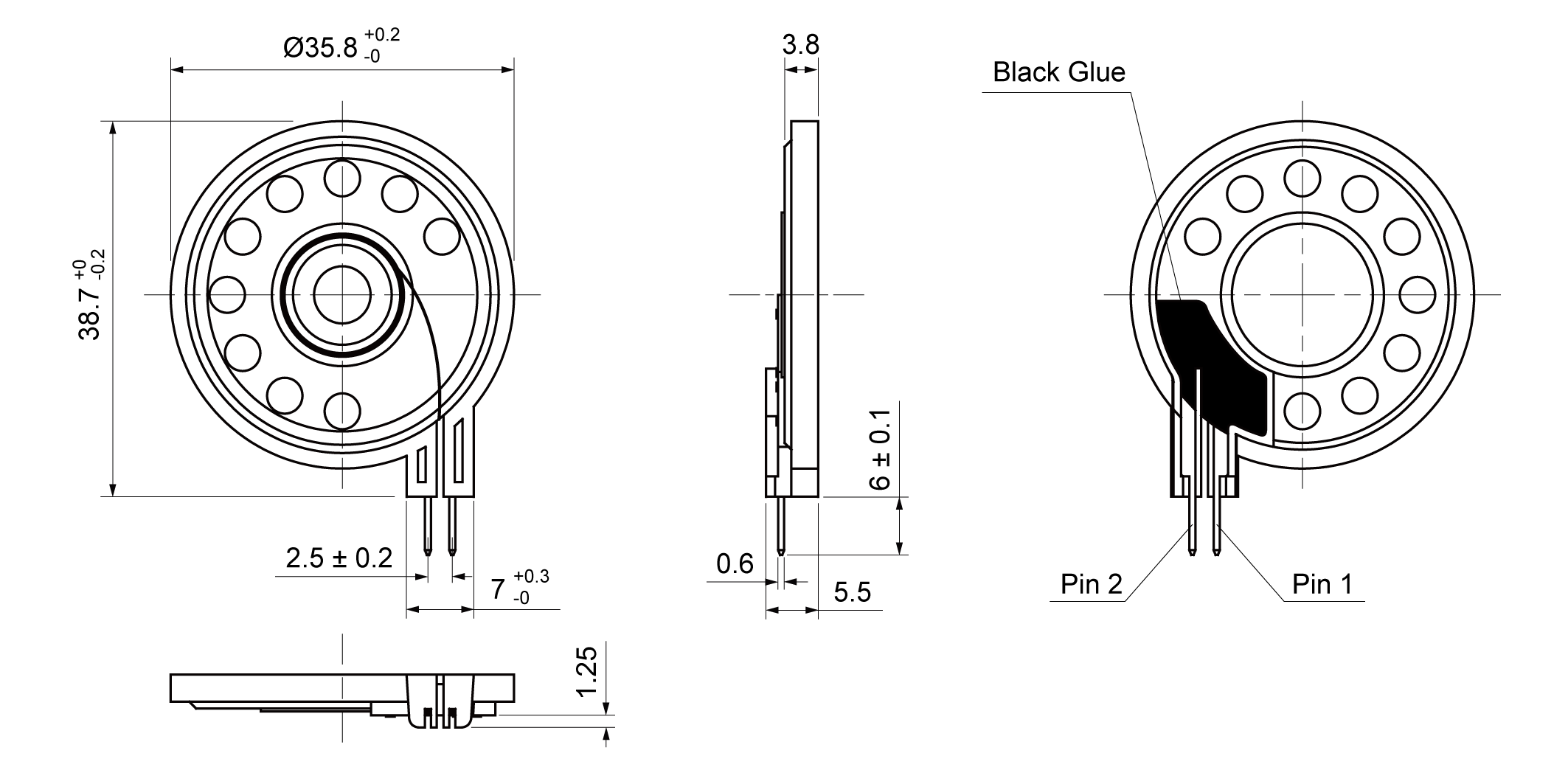 OSS02-36-3A0.1W50-P Mechanical Drawing